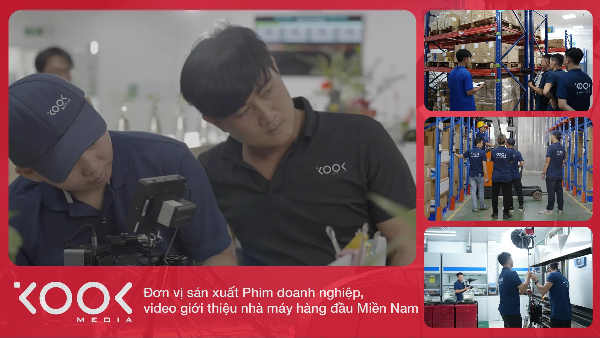 Video nha may ghi hinh toan canh va chi tiet day chuyen san xuat
